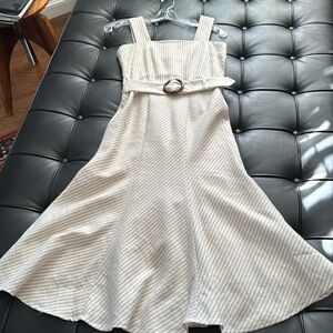 Ann Taylor fit and flare striped dress with belt
